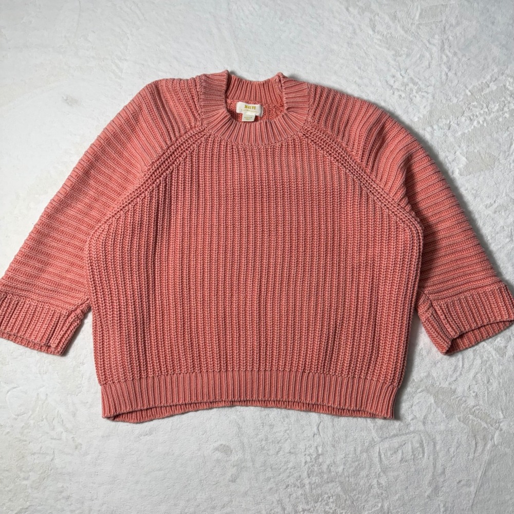 Anthropologie Maeve MacKenzie Coral‎ Pink Ribbed Mock Neck Sweater Size Medium